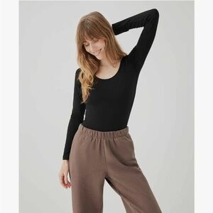Pact Everyday Long Sleeve Bodysuit in Black